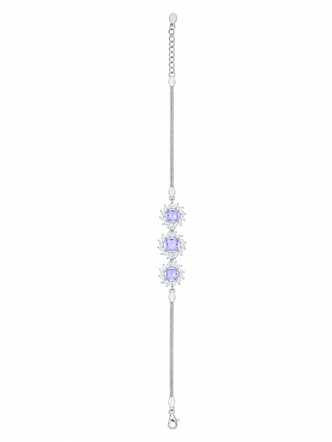 925 Sterling Silver Purple Bracelet - Silver Finish - front view