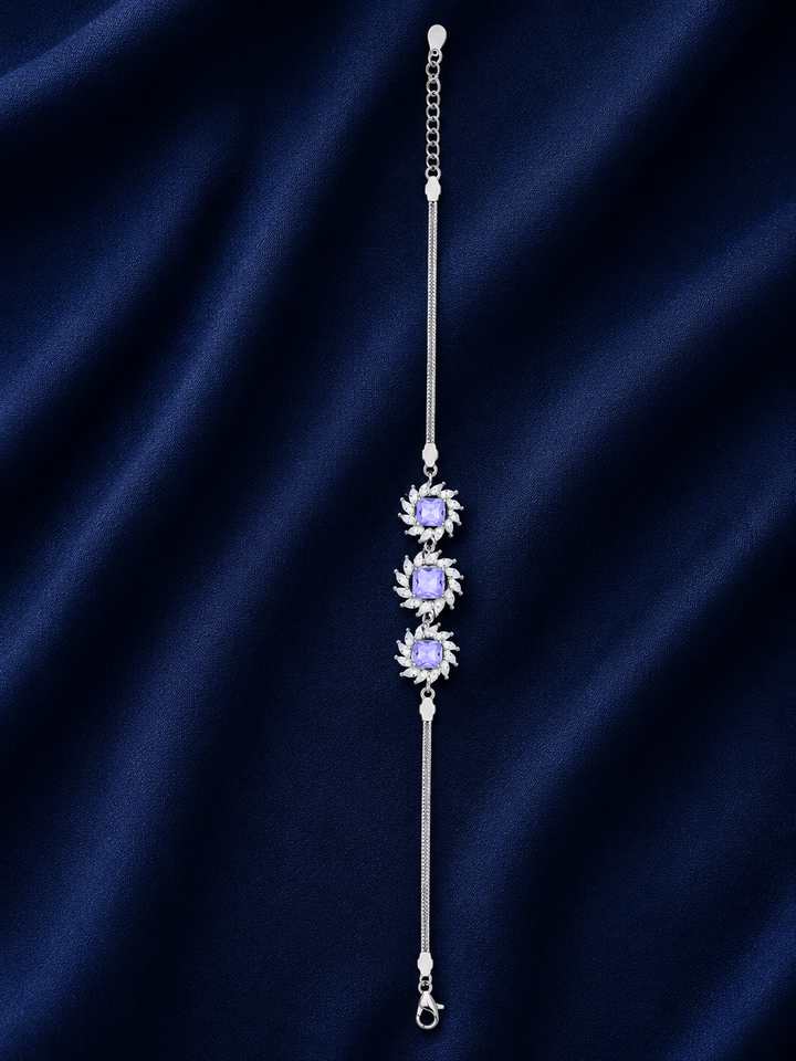 925 Sterling Silver Purple Bracelet - Silver Finish - alternate view