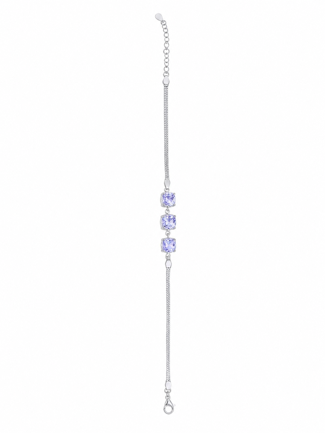 925 Sterling Silver Purple Bracelet - Silver Finish - front view