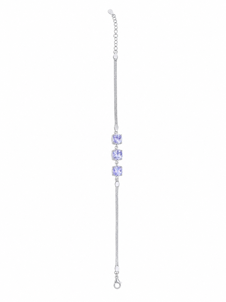 925 Sterling Silver Purple Bracelet - Silver Finish - front view