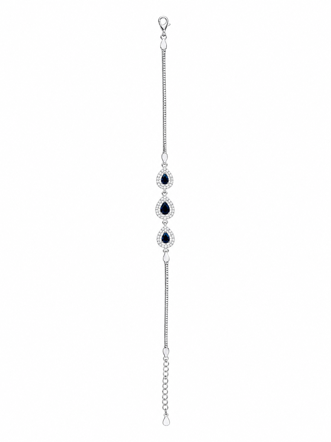 925 Sterling Silver Blue Bracelet - Silver Finish - front view