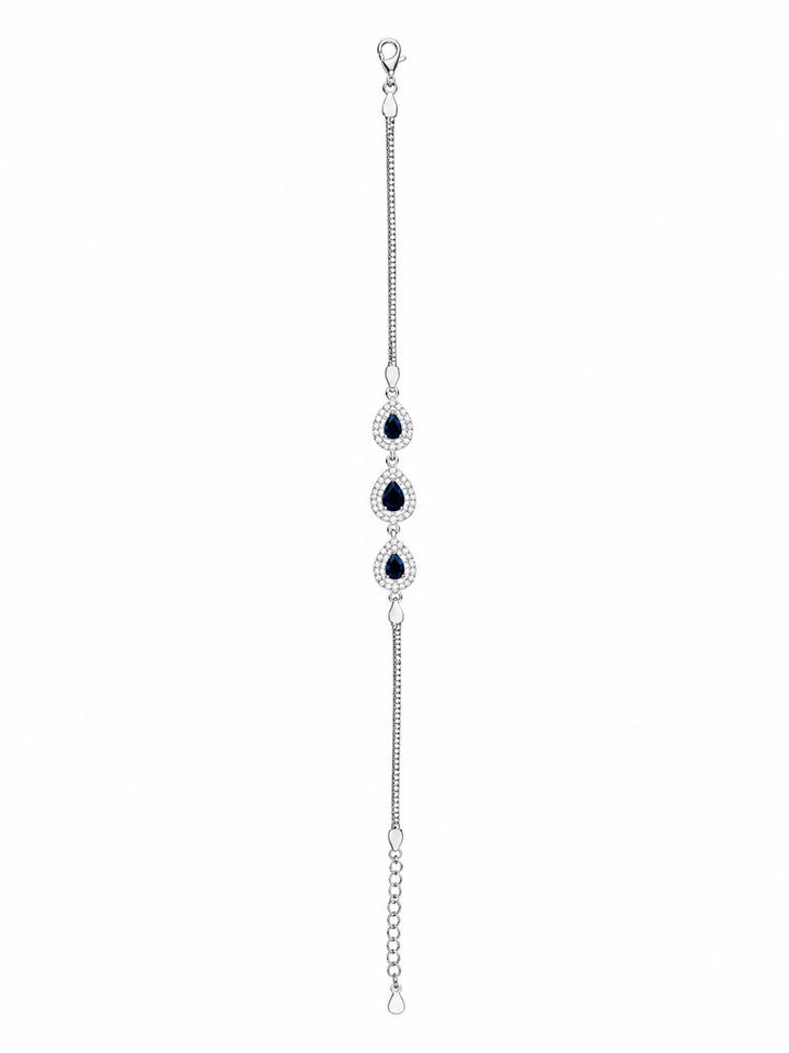 925 Sterling Silver Blue Bracelet - Silver Finish - front view