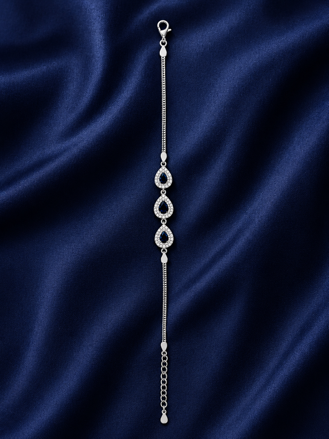 925 Sterling Silver Blue Bracelet - Silver Finish - alternate view
