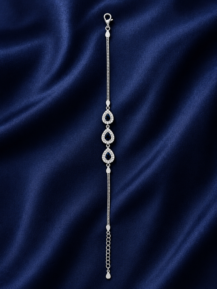 925 Sterling Silver Blue Bracelet - Silver Finish - alternate view