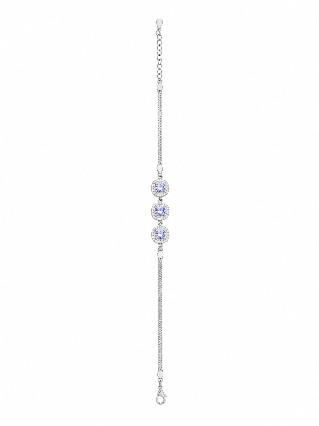 925 Sterling Silver Purple Bracelet - Silver Finish - front view