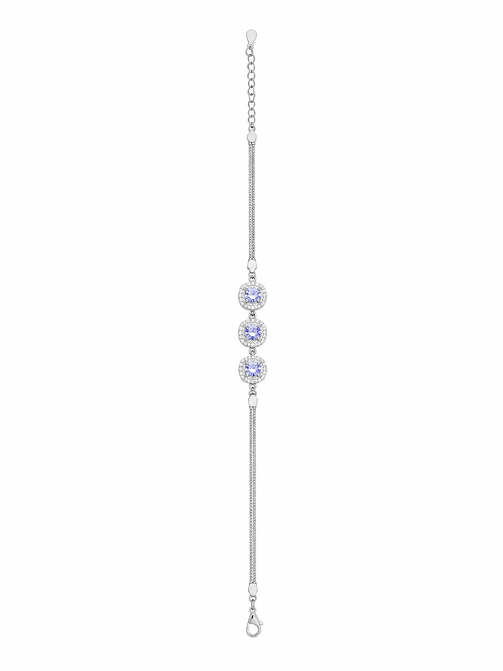 925 Sterling Silver Purple Bracelet - Silver Finish - front view