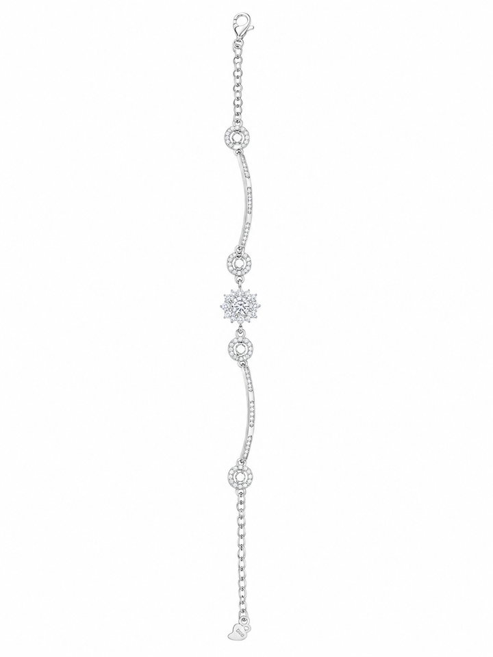 925 Sterling Silver 3-Piece Bracelet - Silver Finish - front view