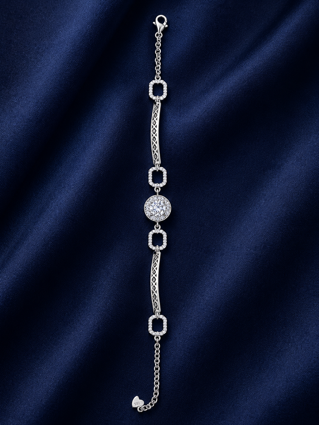 925 Sterling Silver 3-Piece Bracelet - Silver Finish - front view