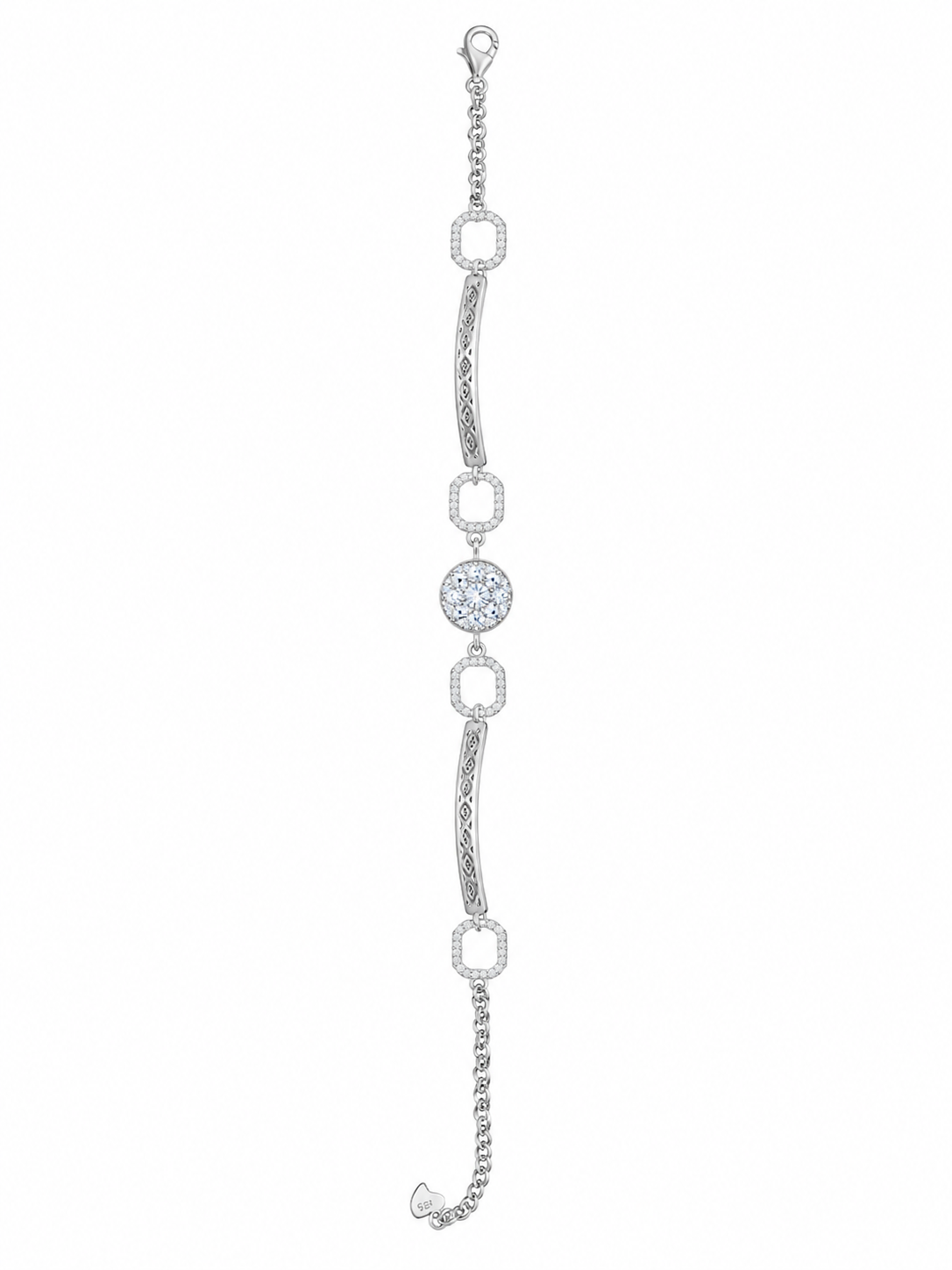 925 Sterling Silver 3-Piece Bracelet - Silver Finish - alternate view