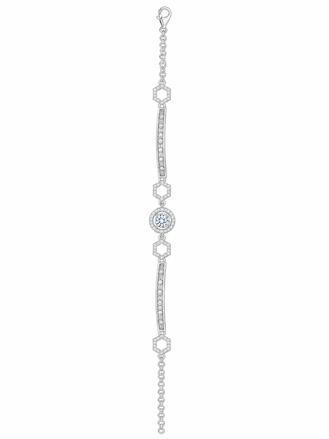 925 Sterling Silver 3-Piece Bracelet - Silver Finish - front view
