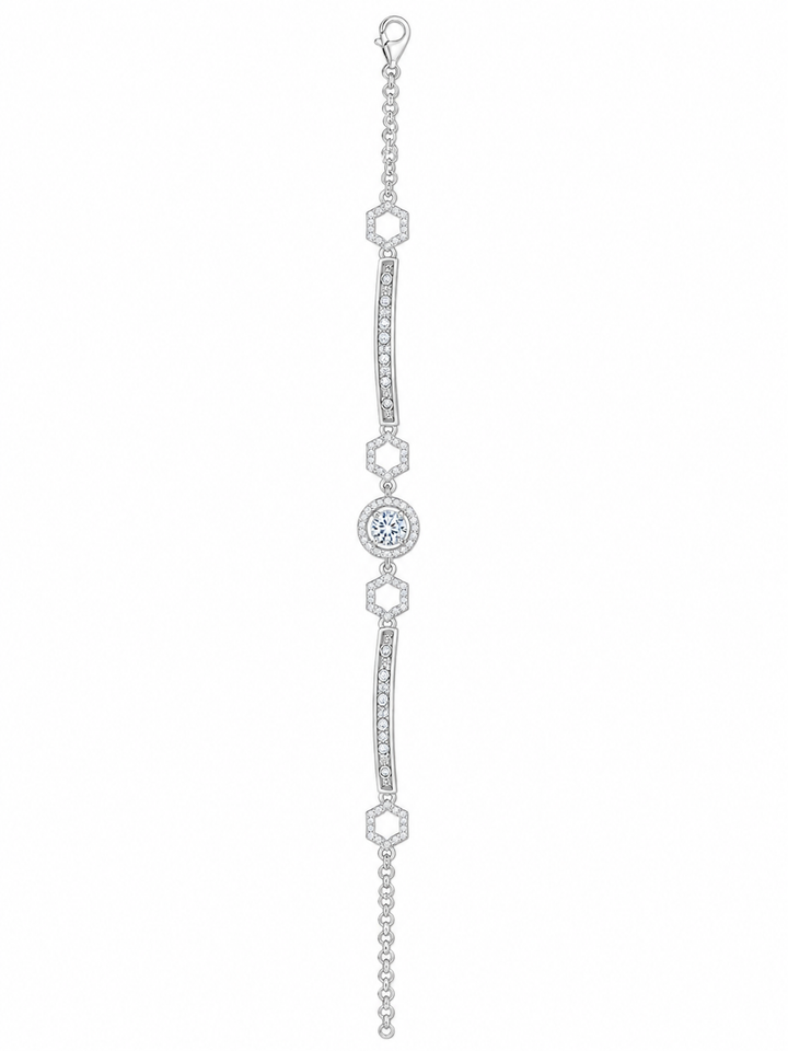 925 Sterling Silver 3-Piece Bracelet - Silver Finish - front view
