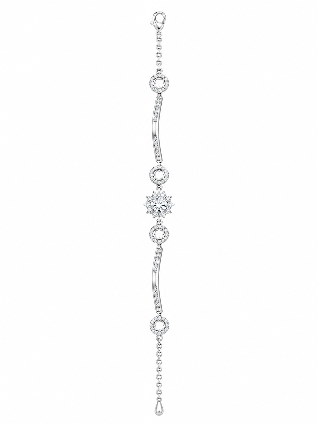 925 Sterling Silver 3-Piece Bracelet - Silver Finish - front view