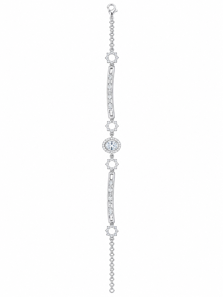 925 Sterling Silver 3-Piece Bracelet - Silver Finish - front view