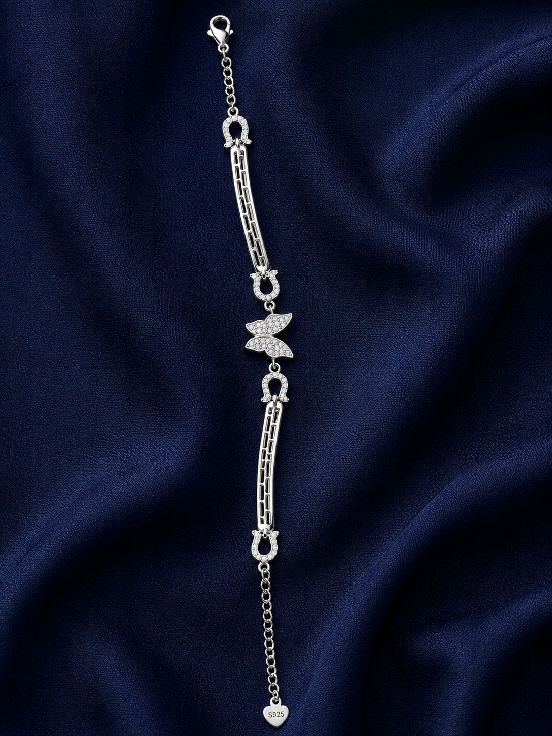 925 Sterling Silver Butterfly 3-Piece Bracelet - Silver Finish - alternate view