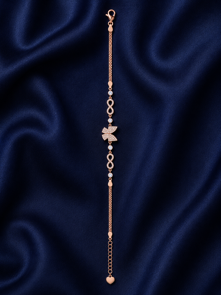 925 Sterling Silver Butterfly With Infinity Bracelet - Rose Gold Finish - alternate view
