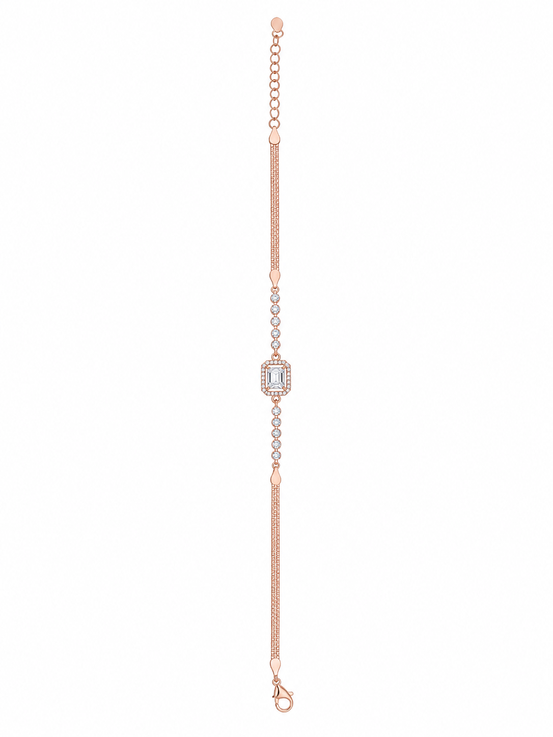 925 Sterling Silver Classic Tennis Bracelet - Rose Gold Finish - front view