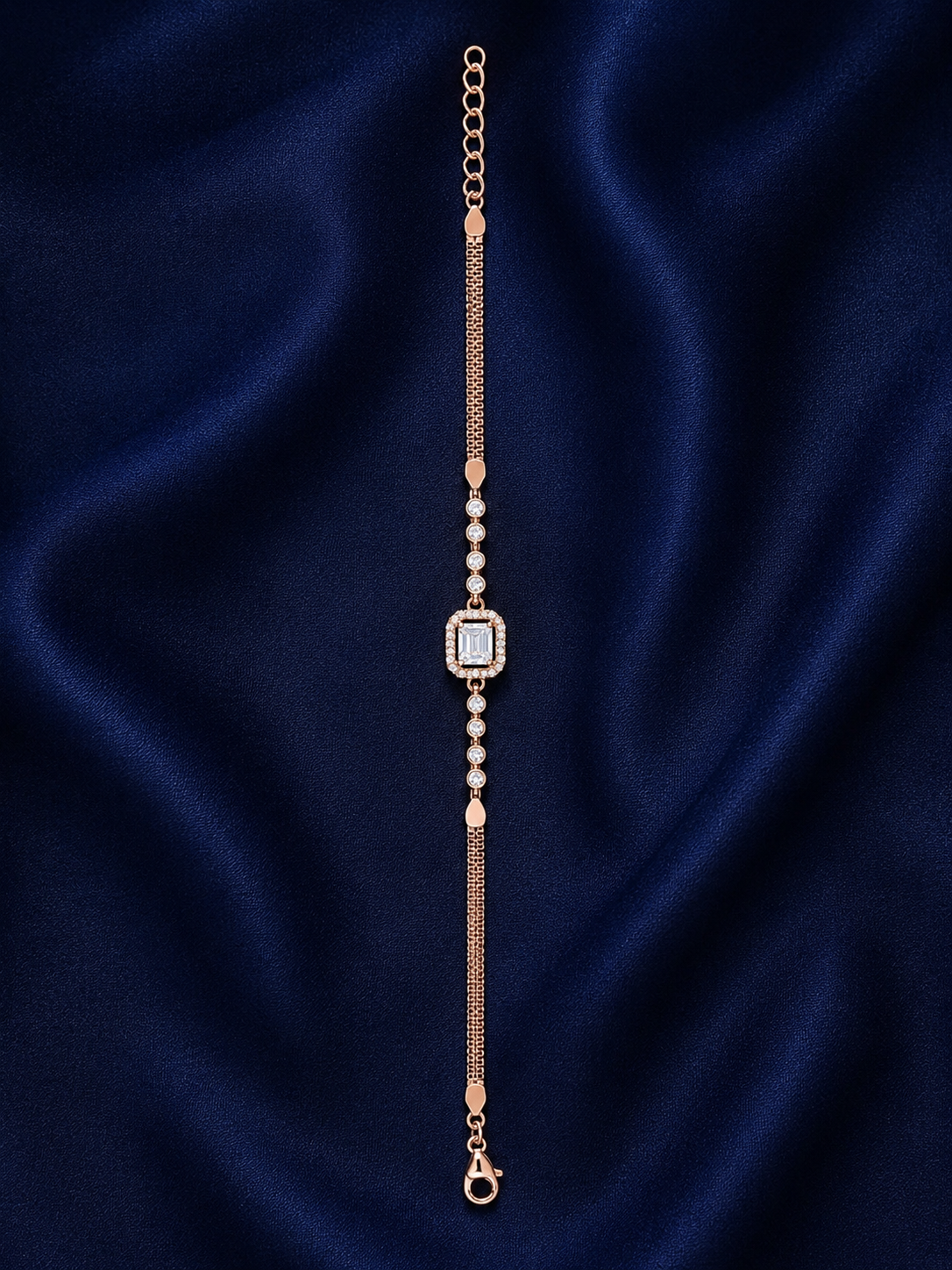 925 Sterling Silver Classic Tennis Bracelet - Rose Gold Finish - alternate view