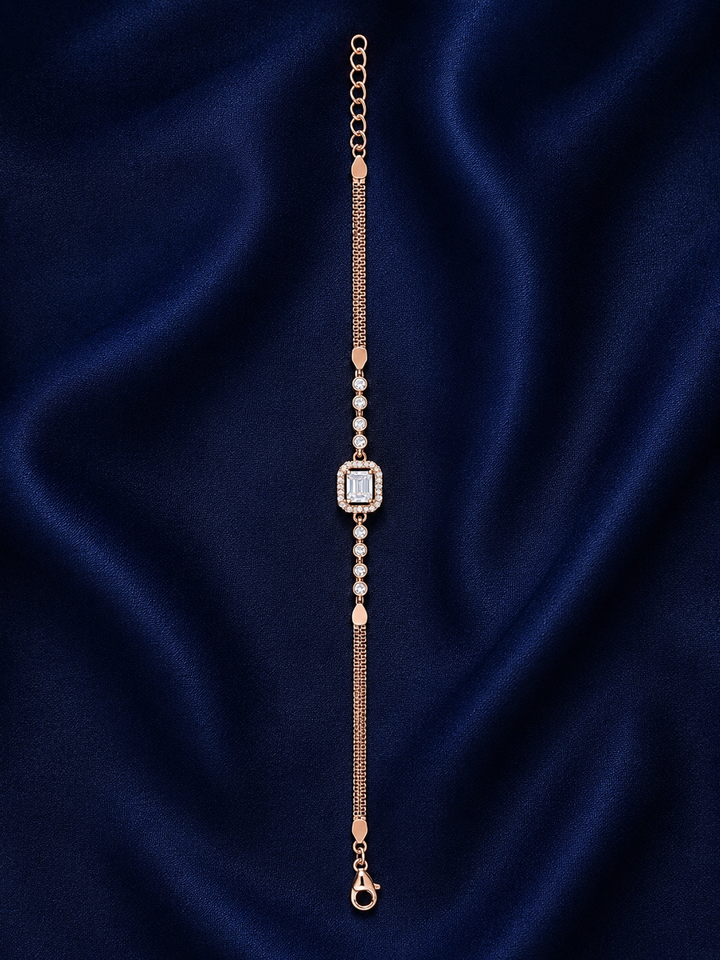 925 Sterling Silver Classic Tennis Bracelet - Rose Gold Finish - alternate view