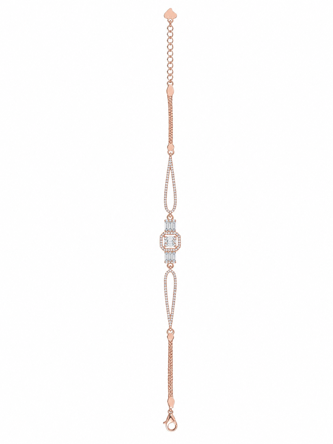 925 Sterling Silver Classic Tennis Bracelet - Rose Gold Finish - front view