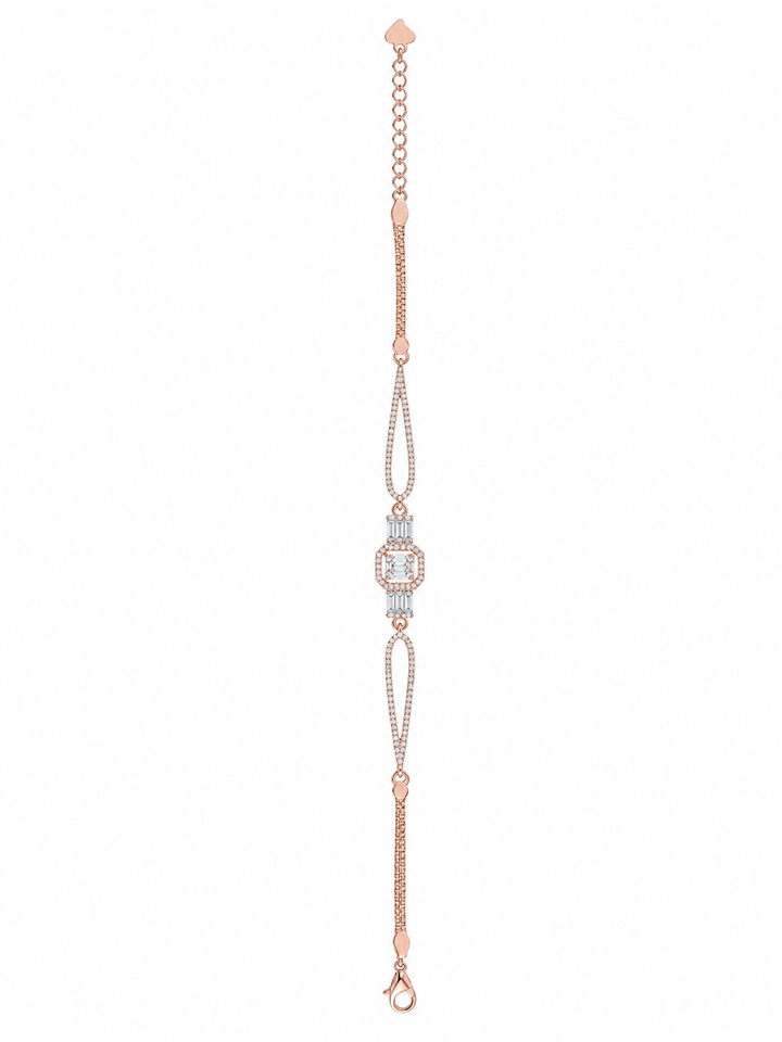 925 Sterling Silver Classic Tennis Bracelet - Rose Gold Finish - front view