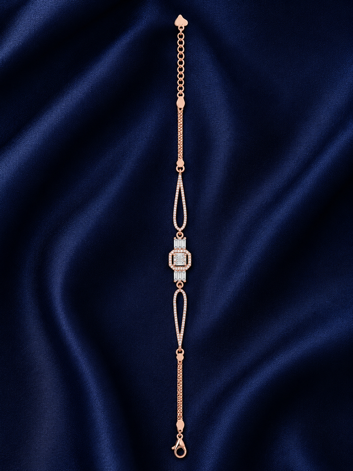 925 Sterling Silver Classic Tennis Bracelet - Rose Gold Finish - alternate view