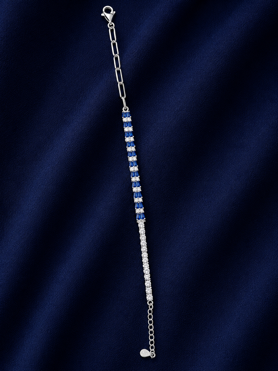 925 Sterling Silver Classic Tennis Bracelet - Silver Finish - front view