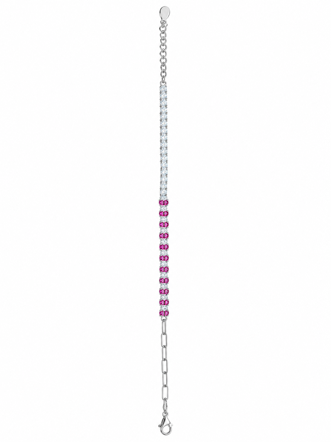 925 Sterling Silver Pink Stone Bracelet - Silver Finish - alternate view