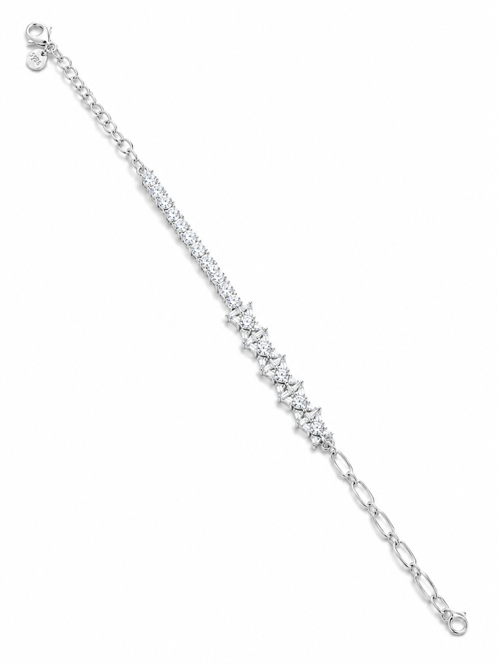 925 Sterling Silver CZ Stone Bracelet - Silver Finish - alternate view