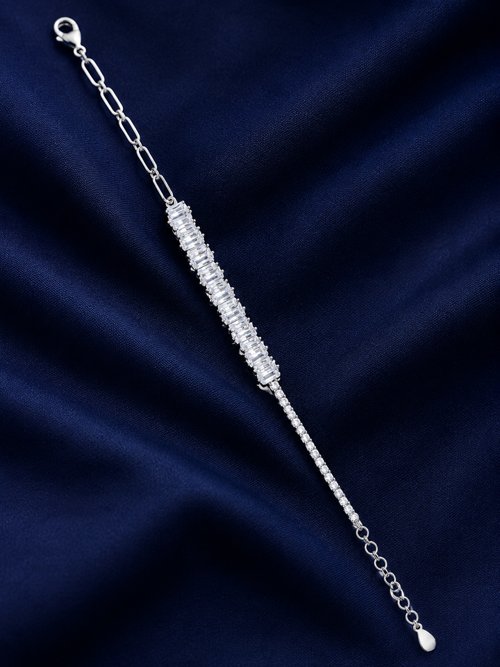 925 Sterling Silver CZ With A Premium Design Bracelet - Silver Finish - alternate view