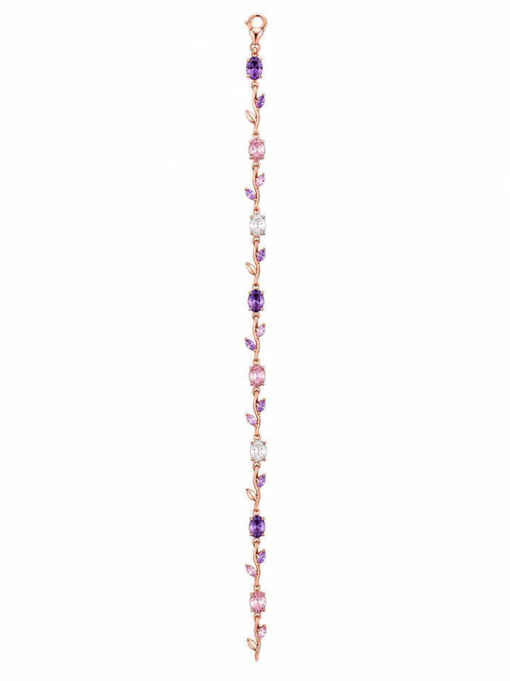 925 Sterling Silver Tulip Bracelet - Rose Gold Finish - front view