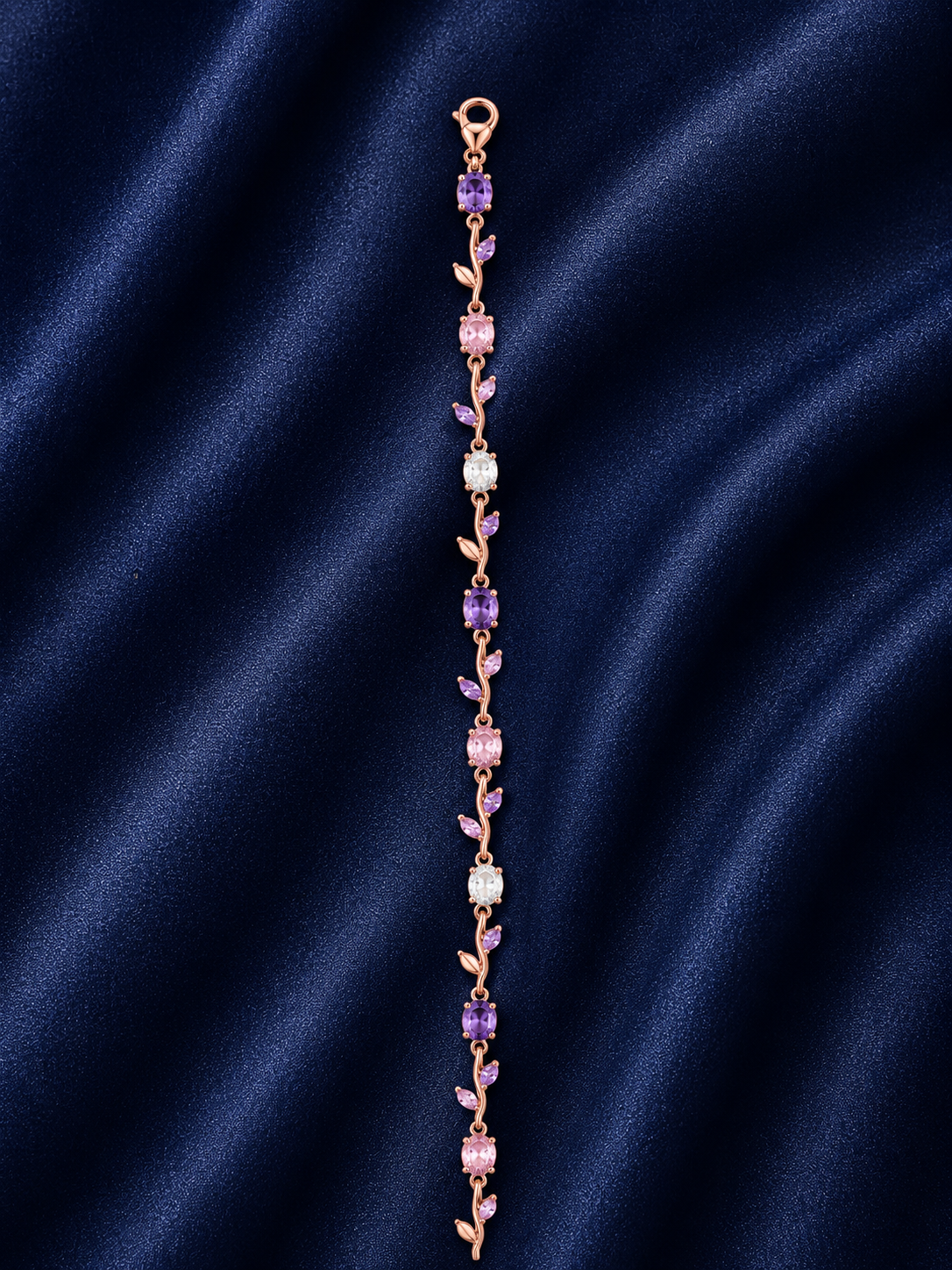 925 Sterling Silver Tulip Bracelet - Rose Gold Finish - alternate view