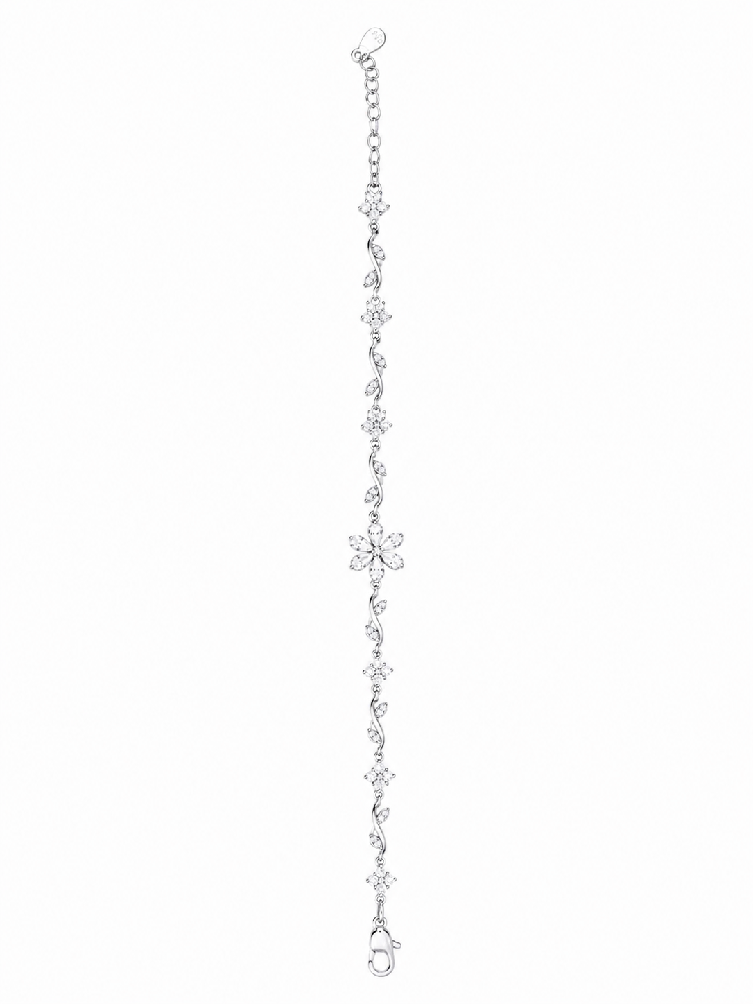 925 Sterling Silver White Bracelet - Silver Finish - front view