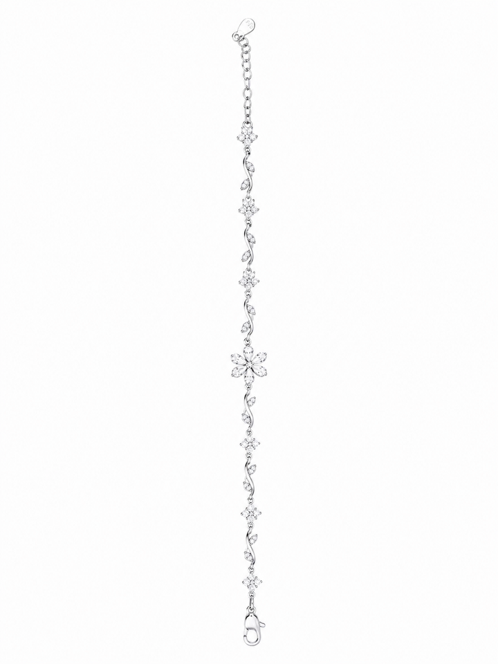 925 Sterling Silver White Bracelet - Silver Finish - front view