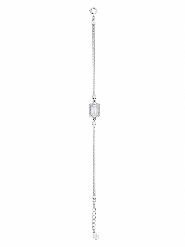 925 Sterling Silver Classic Tennis Bracelet - Silver Finish - front view