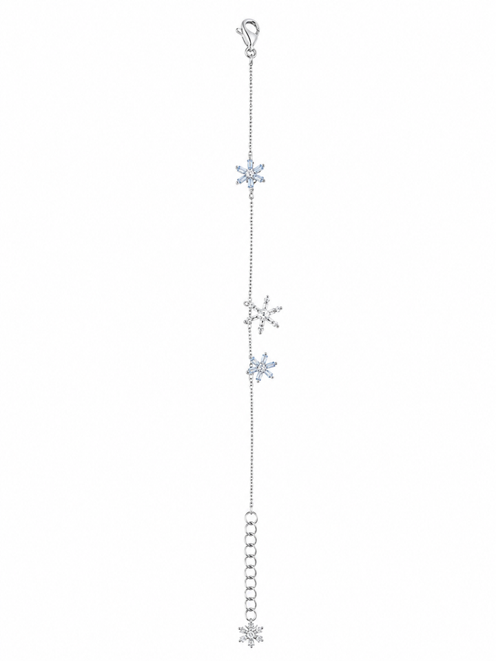 925 Sterling Silver Bracelet With Anklet Bracelet - Silver Finish - front view