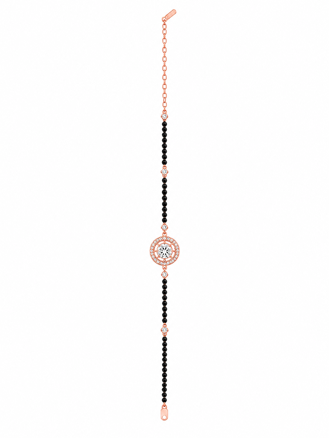 925 Sterling Silver Hand Mangalsutra Bracelet - Rose Gold Finish - alternate view