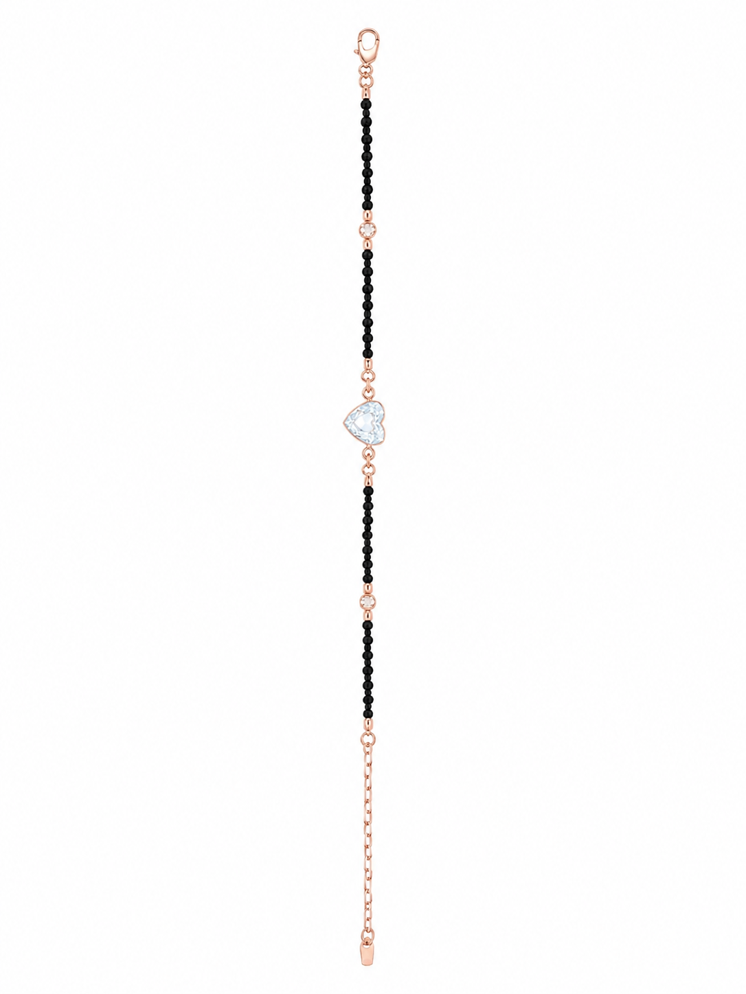 925 Sterling Silver Hand Mangalsutra Bracelet - Rose Gold Finish - front view