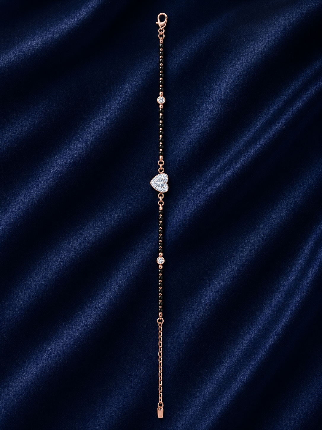 925 Sterling Silver Hand Mangalsutra Bracelet - Rose Gold Finish - alternate view