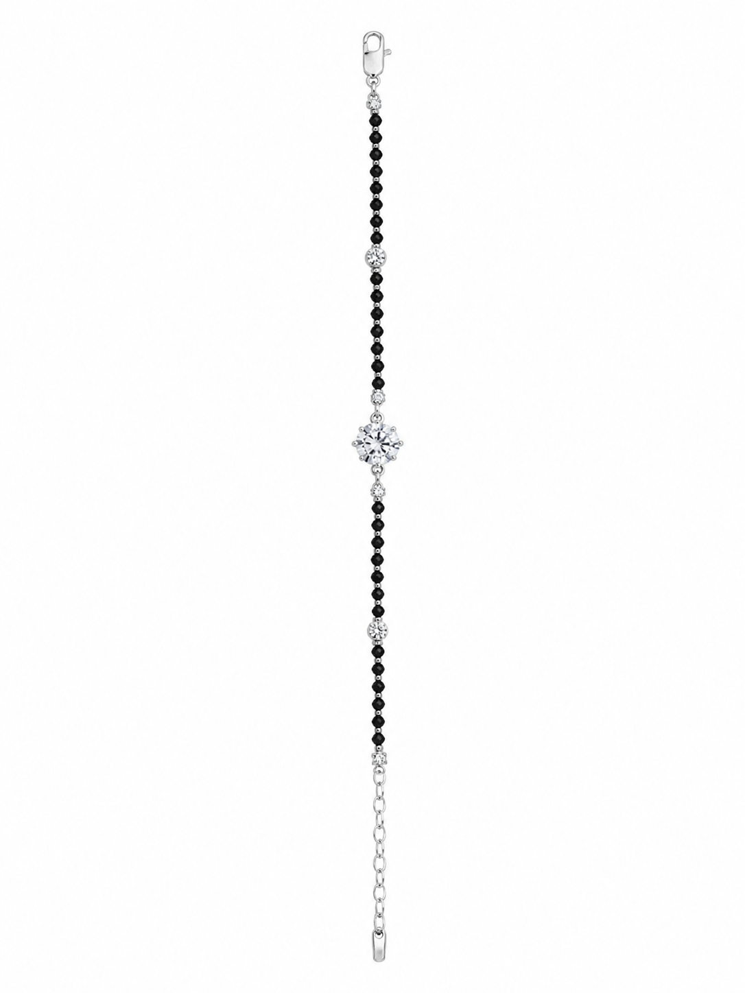 925 Sterling Silver Hand Mangalsutra Bracelet - Silver Finish - front view