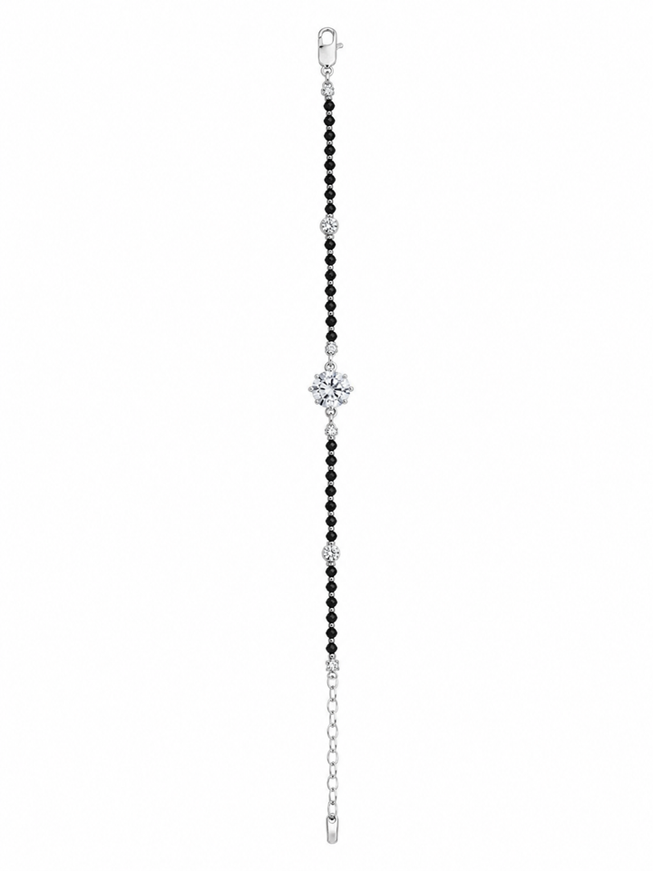 925 Sterling Silver Hand Mangalsutra Bracelet - Silver Finish - front view