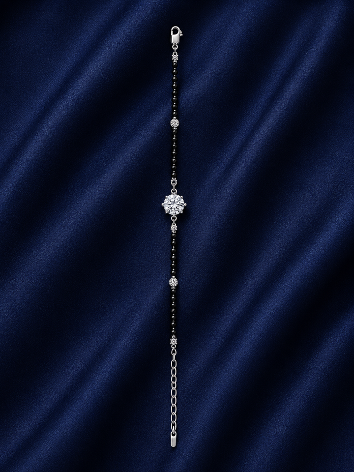 925 Sterling Silver Hand Mangalsutra Bracelet - Silver Finish - alternate view