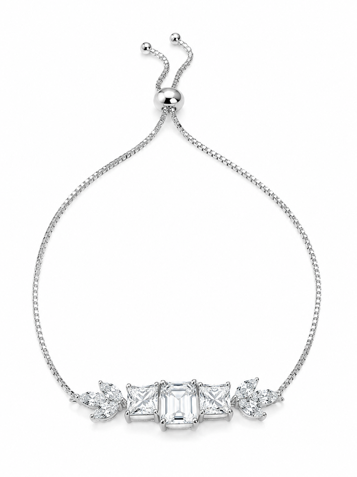 925 Sterling Silver CZ White Bracelet - Silver Finish - front view