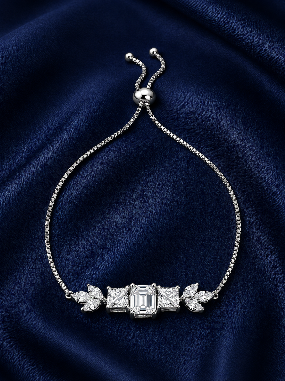 925 Sterling Silver CZ White Bracelet - Silver Finish - alternate view