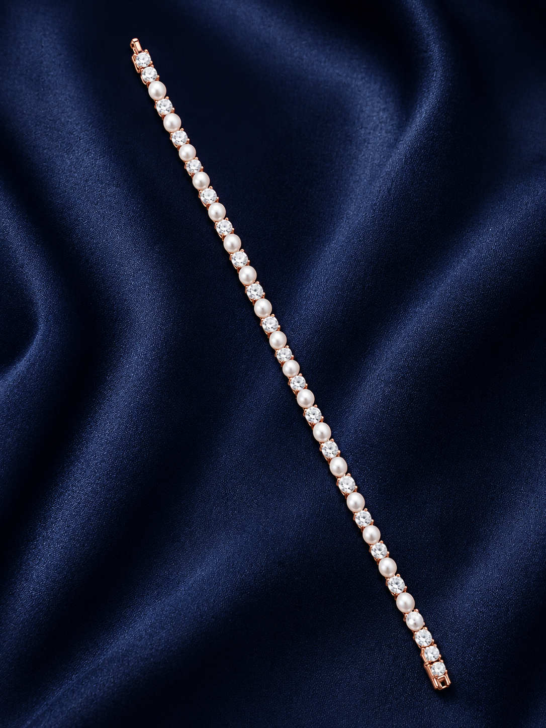 925 Sterling Silver Classic Tennis Bracelet - Rose Gold Finish - alternate view
