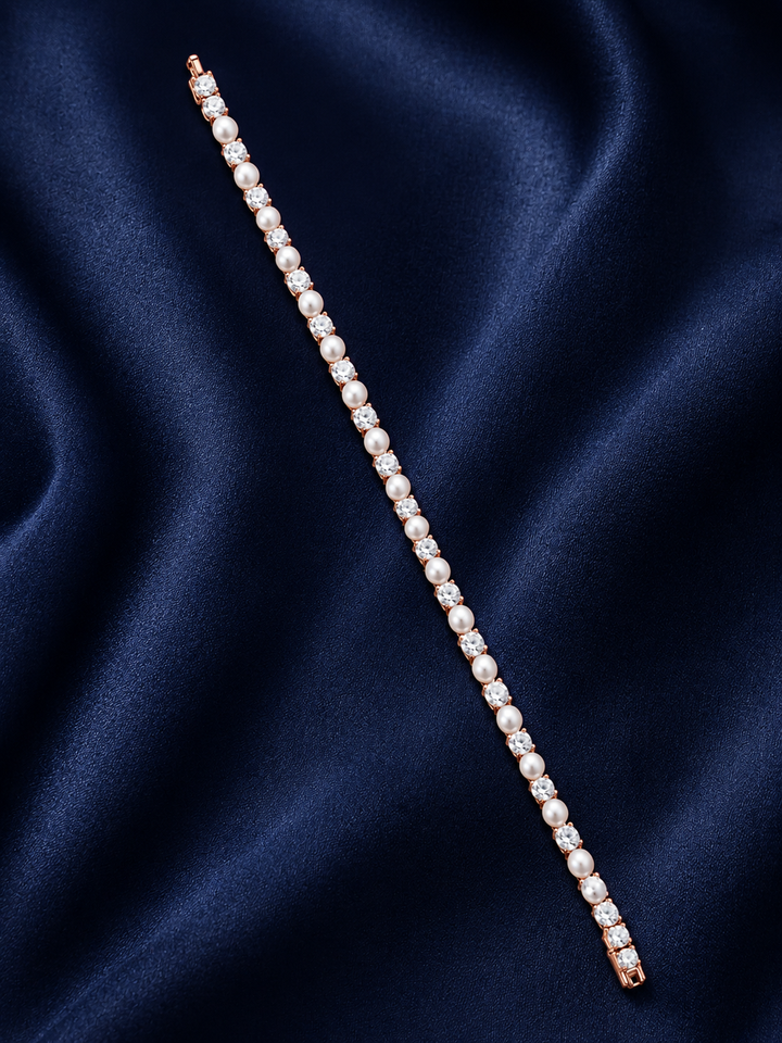925 Sterling Silver Classic Tennis Bracelet - Rose Gold Finish - alternate view