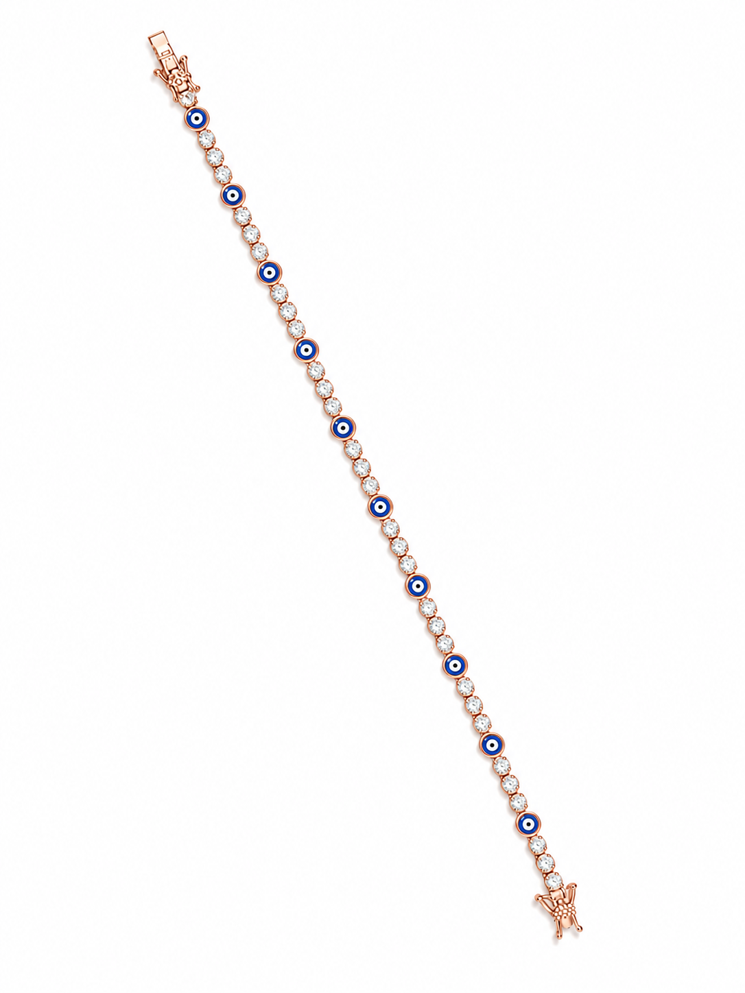 925 Sterling Silver Classic Tennis Bracelet - Rose Gold Finish - front view
