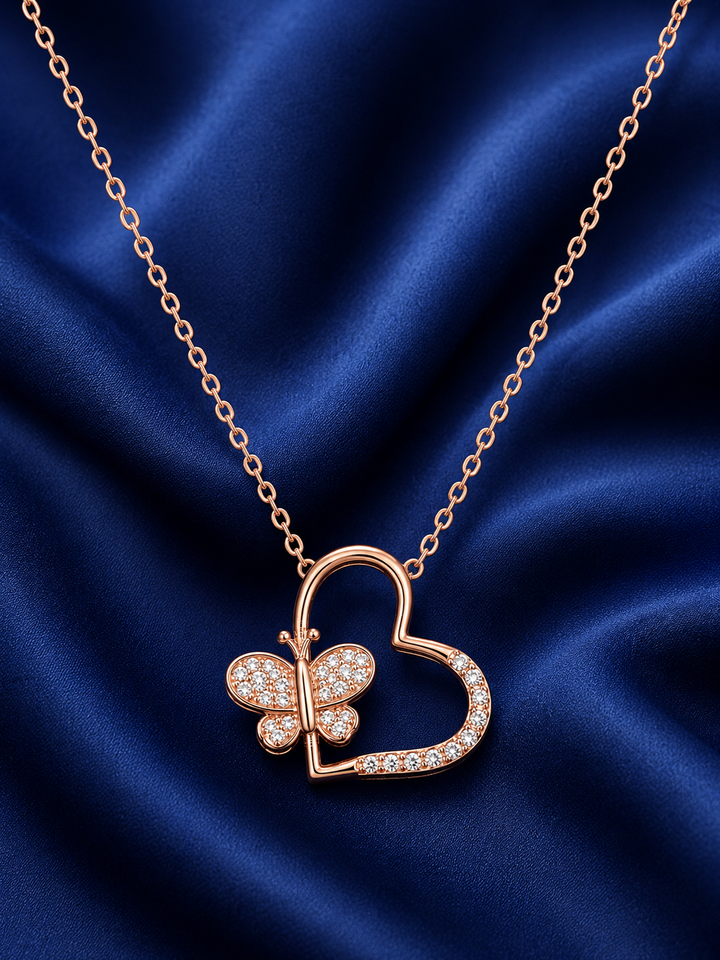 925 Sterling Silver Rose Gold Chain Pendant