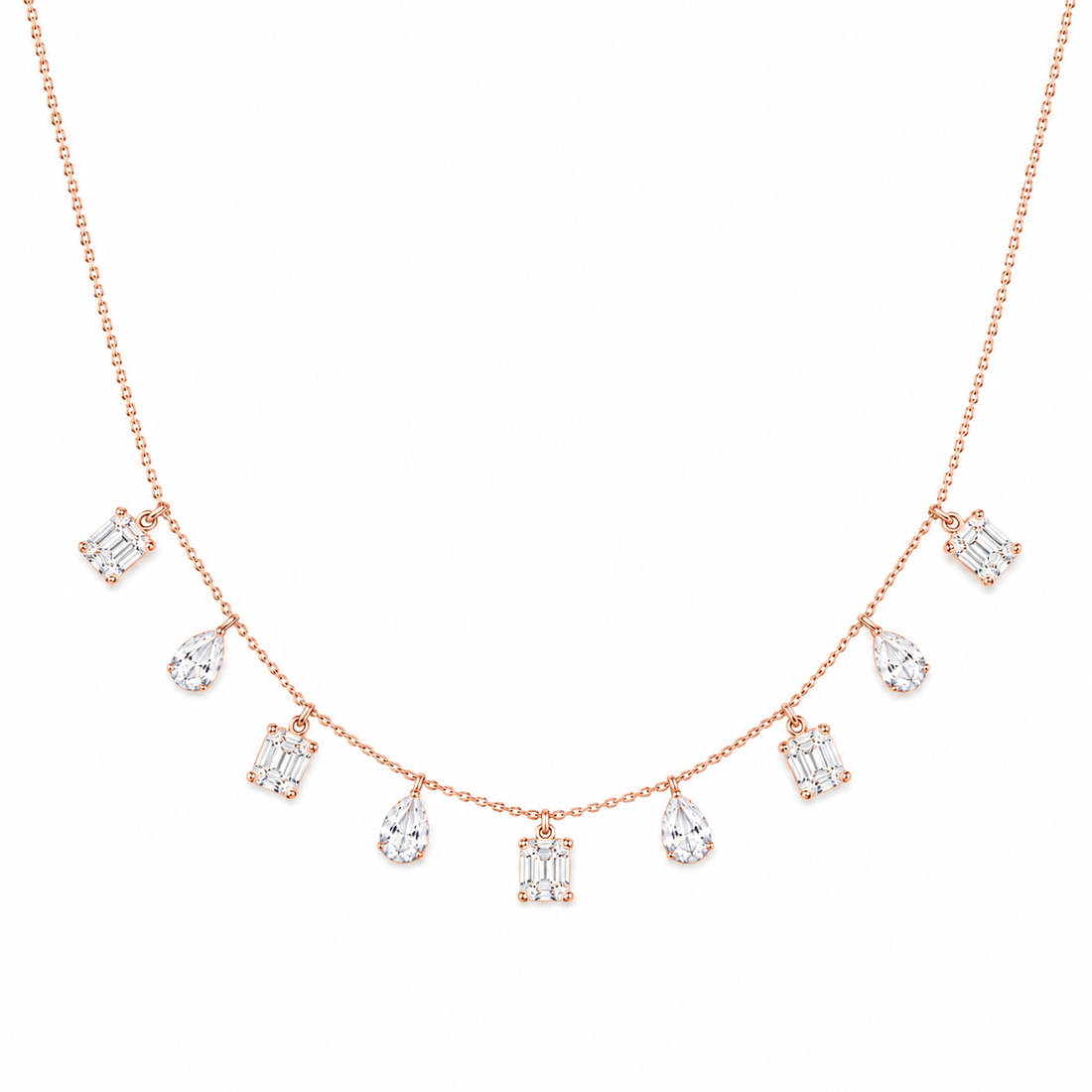 925 Sterling Silver Mixed Silver & Rose Gold Chain Pendant