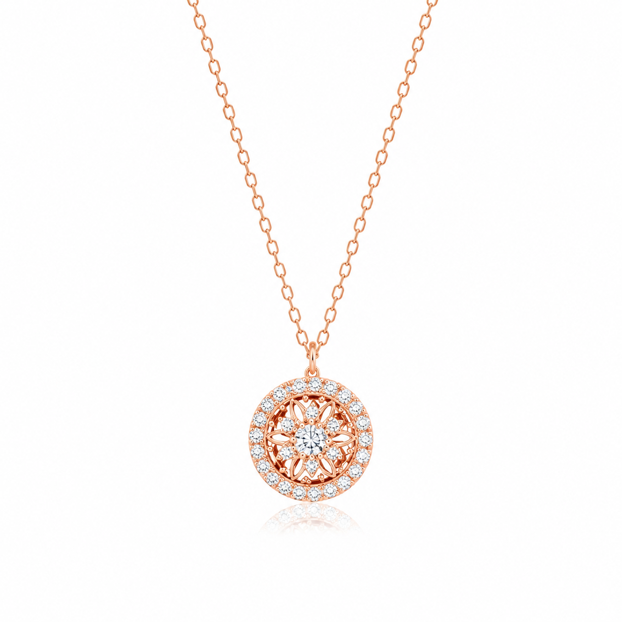 925 Sterling Silver Rose Gold Chain Pendant