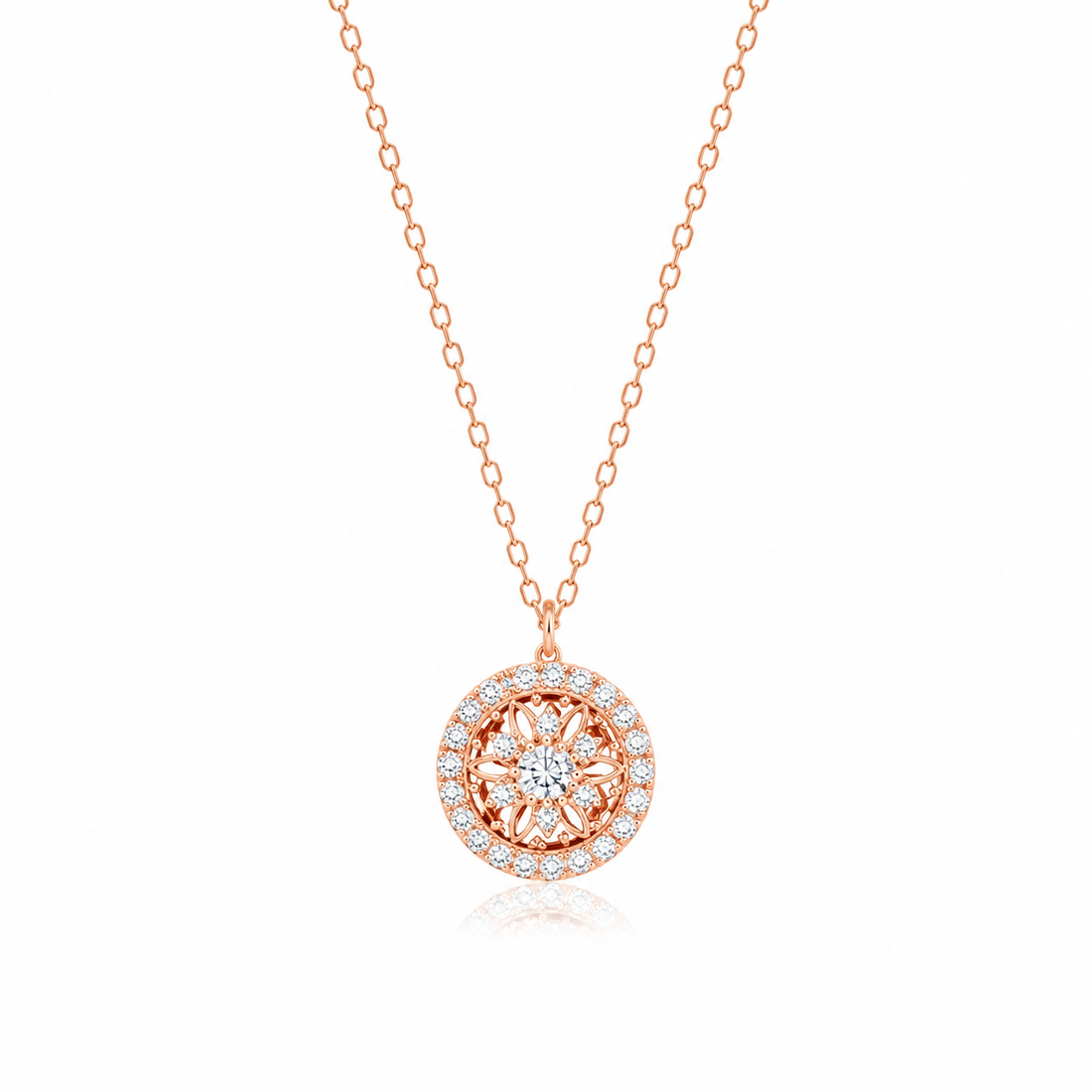 925 Sterling Silver Rose Gold Chain Pendant